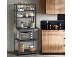 Veelzijdige Keukenplank met Magnetronrek en Haken - Industrieel Design – foto 2