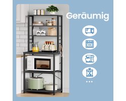 Veelzijdige Keukenplank met Magnetronrek en Haken - Industrieel Design – foto 3