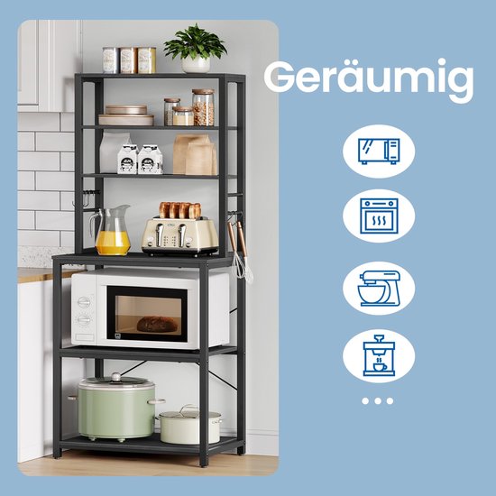 Veelzijdige Keukenplank met Magnetronrek en Haken - Industrieel Design – foto 4