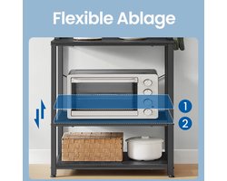 Veelzijdige Keukenplank met Magnetronrek en Haken - Industrieel Design – foto 5