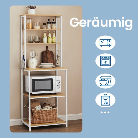 Multifunctioneel Keukenrek met 6 Planken en Haken - Ideaal voor Magnetron – foto 1