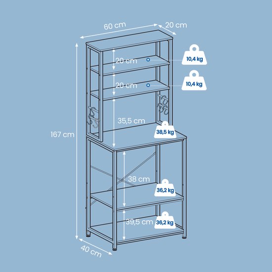 Multifunctioneel Keukenrek met 6 Planken en Haken - Ideaal voor Magnetron – foto 6