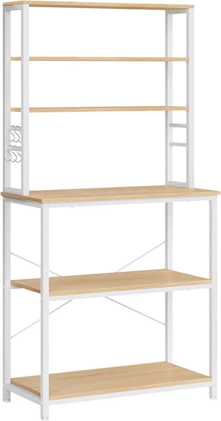 Ruim Keukenrek met 6 Planken en Haken - Wit Bruin Design – foto 2