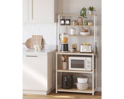 Ruim Keukenrek met 6 Planken en Haken - Wit Bruin Design – foto 3