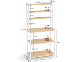 Ruim Keukenrek met 6 Planken en Haken - Wit Bruin Design – foto 5