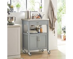 Grijze Keukentrolley met RVS Werkblad en Opbergruimte – foto 3
