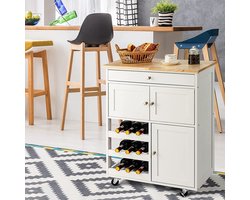 Veelzijdige Keukentrolley met Houten Blad en Ruime Opbergruimte – foto 3