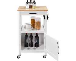 Landelijke keukentrolley met werkblad en opbergruimte op wielen - 55x45x89 cm – foto 2