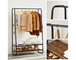 Stijlvol Kledingrek met Planken en Haken - Industrieel Vintage Ontwerp – foto 3