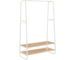 Stijlvol Kledingrek met 2 Planken en Haken - Wit - Spaanplaat & Staal - 100x45x160 cm – foto 6