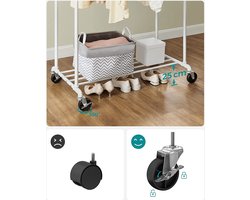 Veelzijdig Kledingrek met Dubbele Stangen en Wielen - Industrieel Design – foto 3