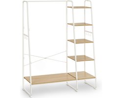 Stijlvol Kledingrek met Planken en Haken - Eiken en Wit Design – foto 2