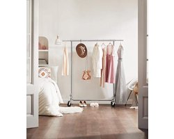 Set van 2 Verrijdbare Kledingrekken van Metaal, Uitschuifbaar en Extra Sterk – foto 5