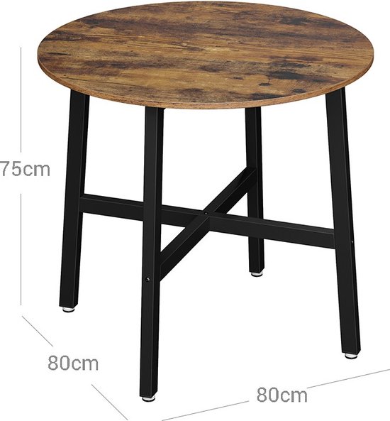 Compacte Ronde Eettafel voor 2-4 Personen - Bruin/Zwart Design – foto 1