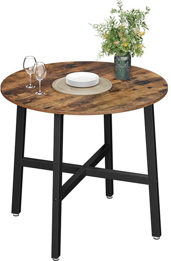 Compacte Ronde Eettafel voor 2-4 Personen - Bruin/Zwart Design – foto 3