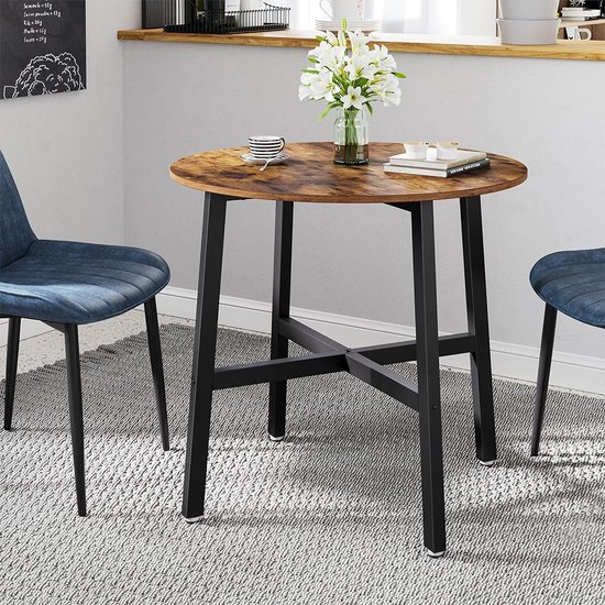 Compacte Ronde Eettafel voor 2-4 Personen - Bruin/Zwart Design – foto 6