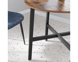 Ronde eettafel bruin met zwart onderstel - Compact en Modern – foto 3