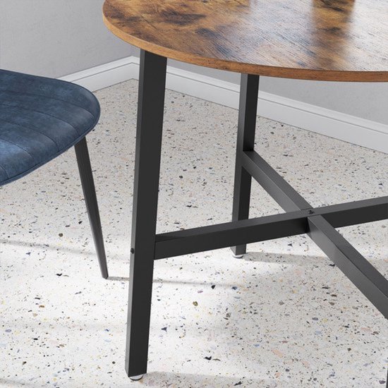 Ronde eettafel bruin met zwart onderstel - Compact en Modern – foto 4