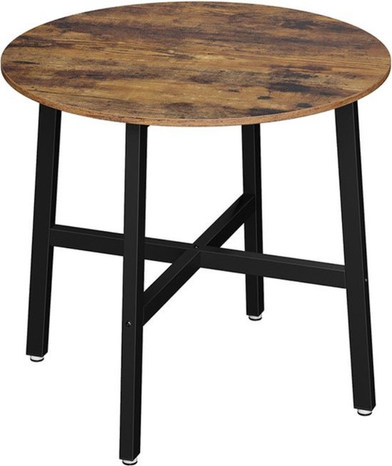 Ronde eettafel bruin met zwart onderstel - Compact en Modern – foto 6