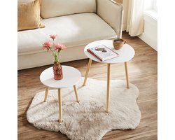 Set van 2 Scandinavische Salontafels - Naturel en Satijnwit – foto 2