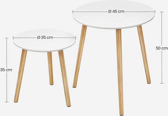 Set van 2 Scandinavische Salontafels - Naturel en Satijnwit – foto 3