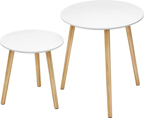 Set van 2 Scandinavische Salontafels - Naturel en Satijnwit – foto 5