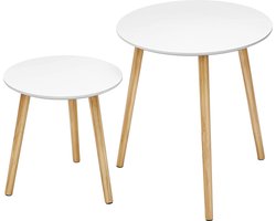 Set van 2 Scandinavische Salontafels - Naturel en Satijnwit – foto 6