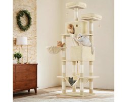 Grote Krabpaal met Meerdere Niveaus en Sisal Palen - 206 cm Hoog – foto 1