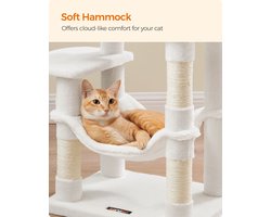 Luxe Kattenkrabpaal met Pluche Zitstok en Sisaltouw – Crème Wit voor 4 Katten – foto 6