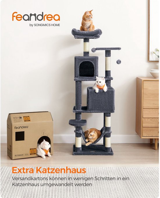 Extra Grote Krabpaal met Twee Grotten en Hangmat - Rookgrijs – foto 1