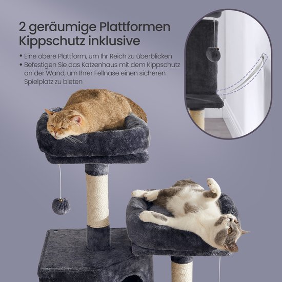 Kattenkrabpaal XL Deluxe met Pluche Ligplekken - 115 cm Hoog – foto 6