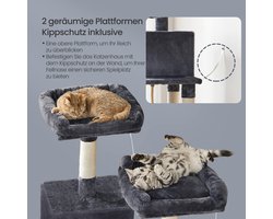 Grote Kattenkrabpaal met Speelmogelijkheden en Slaapplek - Rookgrijs, 143 cm Hoog – foto 5