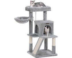 Lichtgrijze krabpaal met klimtoren en comfortabele ligplekken voor katten – foto 4