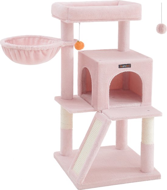 Gezellige Kattenkrabpaal met Groot Pastelroze Platform – foto 1