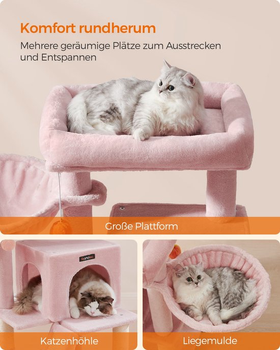 Gezellige Kattenkrabpaal met Groot Pastelroze Platform – foto 4