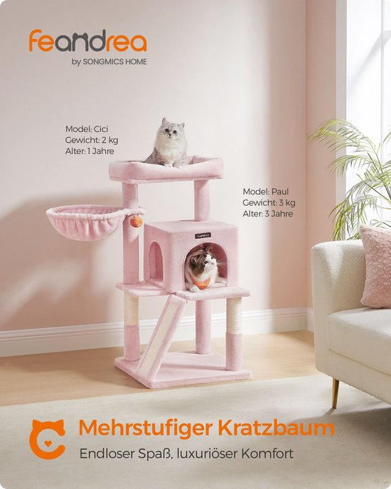 Gezellige Kattenkrabpaal met Groot Pastelroze Platform – foto 5