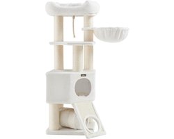 Kattenkrabpaal met Appartement en Uitkijkplatform - Crème Wit – foto 3