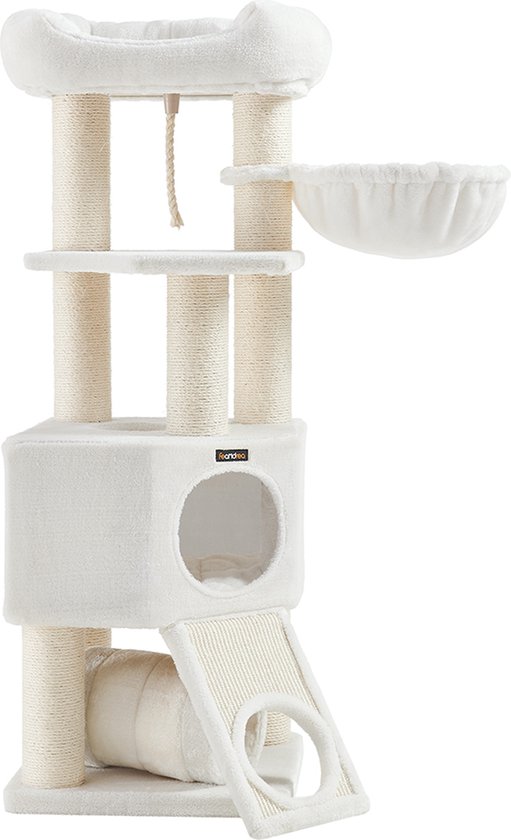 Kattenkrabpaal met Appartement en Uitkijkplatform - Crème Wit – foto 4