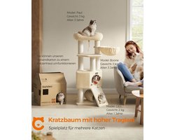 Kattenkrabpaal XL met Speelfuncties en Grot - Beige – foto 1