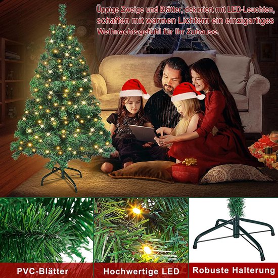 Luxe Kunstkerstboom met Sfeervolle LED-Verlichting - 210 cm Groen – foto 3