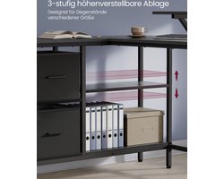 Veelzijdig L-vormig Bureau met Twee Laden en Monitorstandaard - Zwart Ebbenhout – foto 5