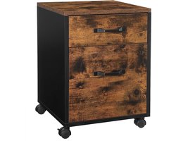 Verrijdbaar Ladeblok - Elegante Archiefkast met 2 Lades - Vintage Bruin-Zwart – foto 2