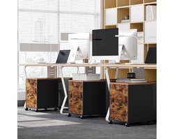 Verrijdbaar Ladeblok - Elegante Archiefkast met 2 Lades - Vintage Bruin-Zwart – foto 4