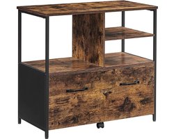 Veelzijdig Opbergmeubel met Lade en Open Vakken - Vintage Bruin-Zwart Houtlook – foto 2