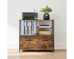 Veelzijdig Opbergmeubel met Lade en Open Vakken - Vintage Bruin-Zwart Houtlook – foto 4