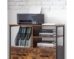 Veelzijdig Opbergmeubel met Lade en Open Vakken - Vintage Bruin-Zwart Houtlook – foto 6