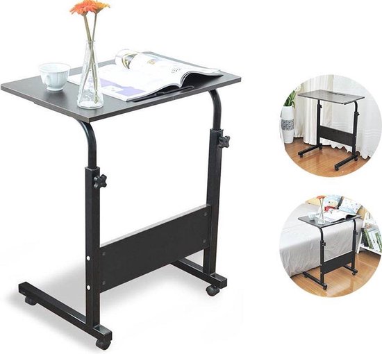 Verstelbare Bijzettafel met Wielen - Elegant Zwart Design – foto 1