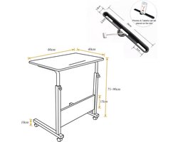 Verstelbare Bijzettafel met Wielen - Elegant Zwart Design – foto 4