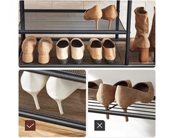 Garderoberek met Zitbank, Schoenenrek en 9 Haken - Vintage Bruin/Zwart – foto 4