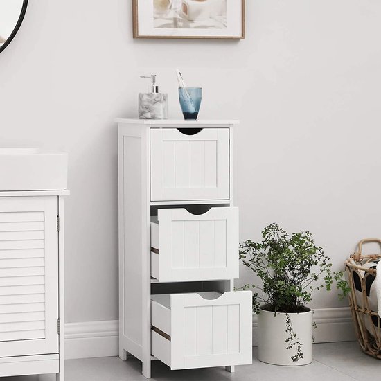 Slanke Opbergkast met 3 Lades in Scandinavische Stijl - Mat Wit – foto 3